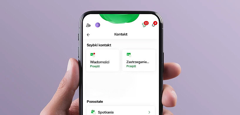 Mockup telefonu z aplikacją banku.