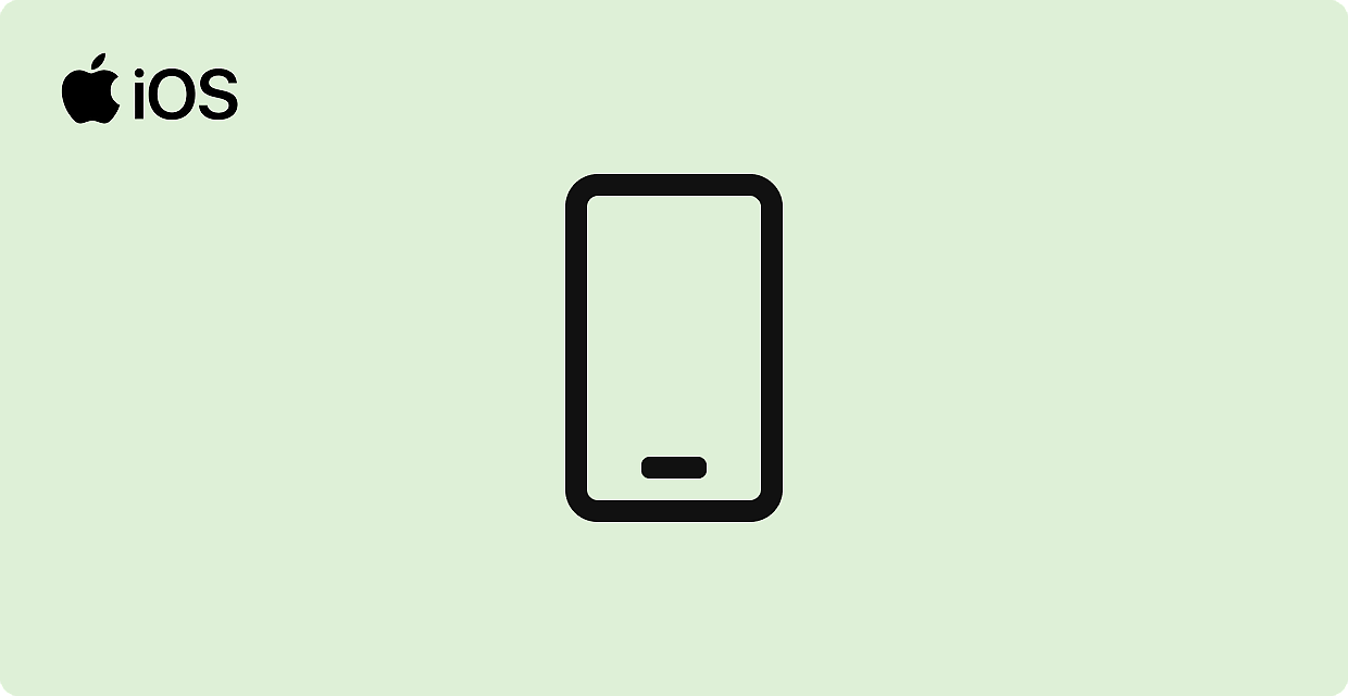 Grafika z ikoną z symbolem telefonu oraz z oznaczeniem systemu iOS