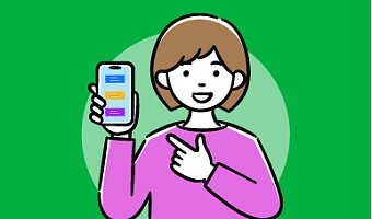 Infografika przedstawiająca osobę kupującą bilet w aplikacji 3