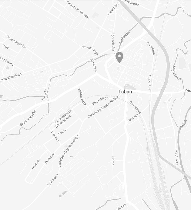 Mapa z zaznaczoną miejscowością - Lubań.